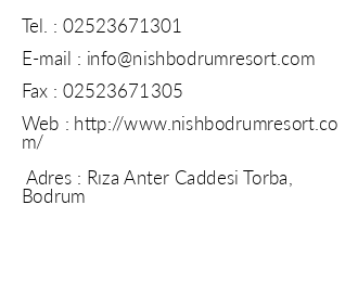Nish Bodrum Resort Hotel iletiim bilgileri
